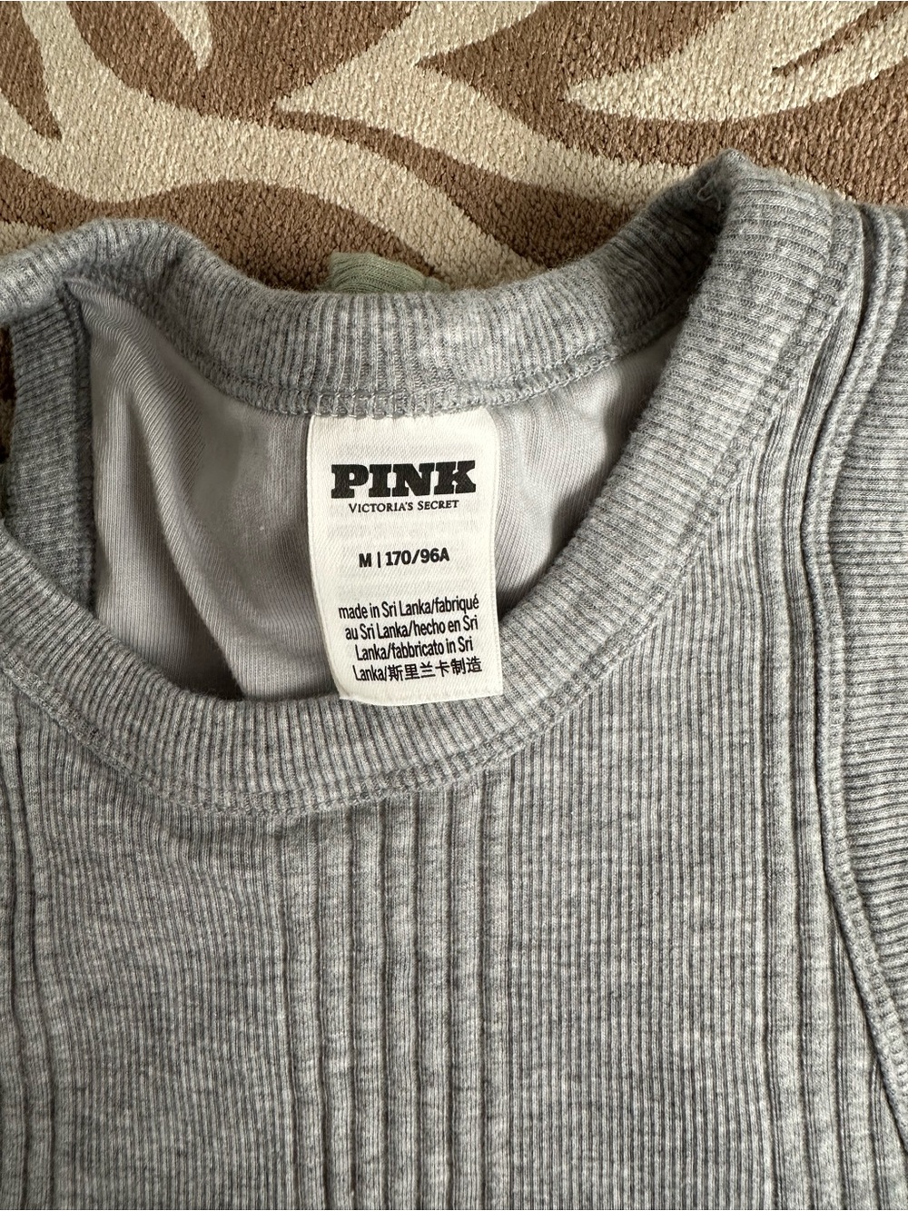 3-PINK Victoria's Secret Ribbed Tank Tops - Black, Grey, Green - Picture 7 of 7